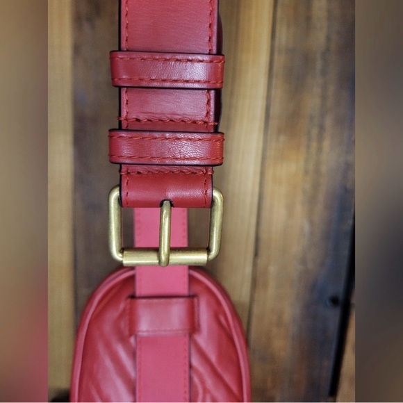 Gucci Red Leather Belt Bag Gucci Marmont GG Red Fanny pack Gucci Waist Bag - Picture 9 of 14